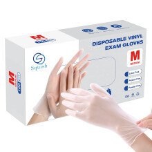 squish Disposable Gloves 100 Count 4 mil Clear Vinyl Gloves Latex Free Powder-Free Health Glove Cleaning Rubber Glove for Kitchen Cooking Cleaning F