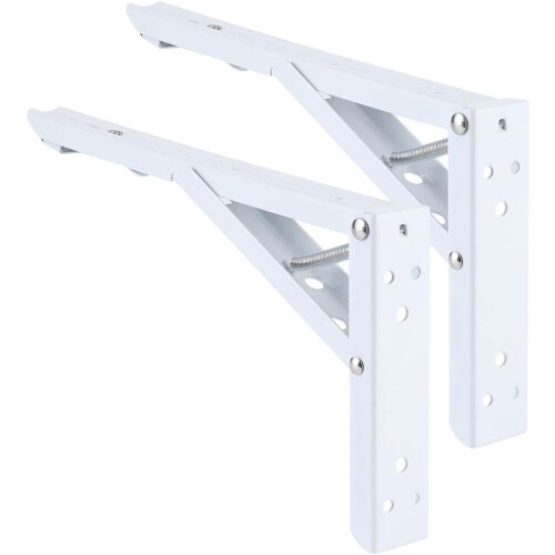 Triangular Folding Metal Wall Shelf Table Support Heavy Duty Bracket 2-Pack Wall-Mounted Foldable Brackets 2
