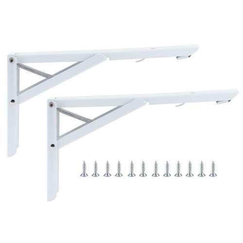 Triangular Folding Metal Wall Shelf Table Support Heavy Duty Bracket 2-Pack Wall-Mounted Foldable Brackets