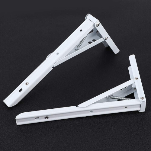 Triangular Folding Metal Wall Shelf Table Support Heavy Duty Bracket 2-Pack Wall-Mounted Foldable Brackets 1