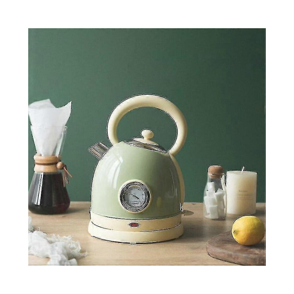 (green)SNQTV-Paint Painted Retro Electric Kettle Electric Tea Boiling Kettle 304 Stainless Steel Household Electric Kettle