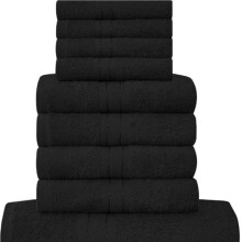 (Black ) Luxury Towels Bale Set - 10 Piece 100% Egyptian Cotton, Reusable and Absorbent 4x Face Towel 4x Hand 2x Bath Soft Towel, Premium Quality