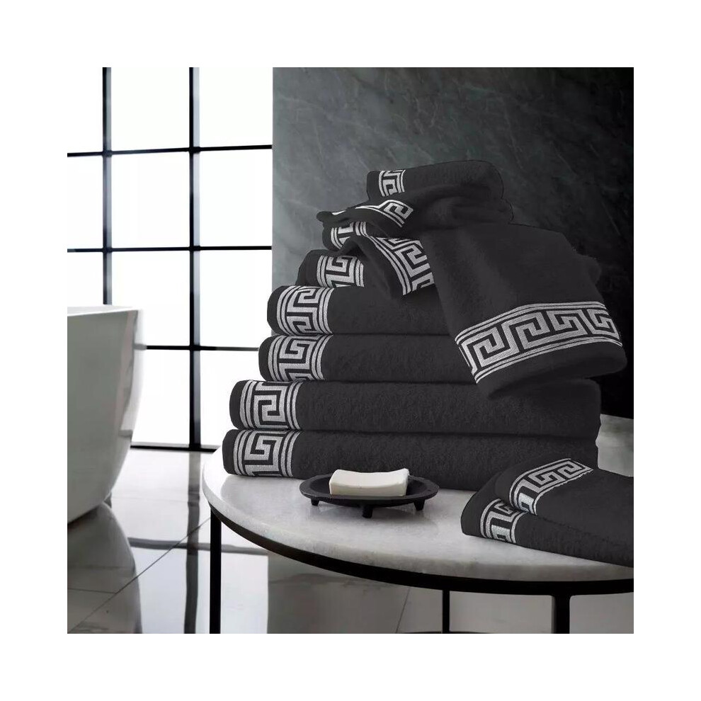 (Charcoal, 4pcs Bath Towel) New Greek Key Style Egyptian Cotton Towels Sets Bath Sheets Jumbo Sheets Christmas Gift New Year's Gift Birthday Gift Idea-image-OPC-PKVB75F-NEW