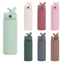 (Pink, 500ML) 500ML/17oz Stainless Steel Outdoor Sports Water Bottle, Wide Mouth Portable Carrying Cup with Soft Touch Rubber Paint Finish