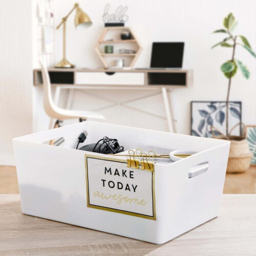 Basket 5.02 Rectangular Plastic Storage Baskets Model 5.02 Ice White Office Home & Kitchen Tidy Organiser 2