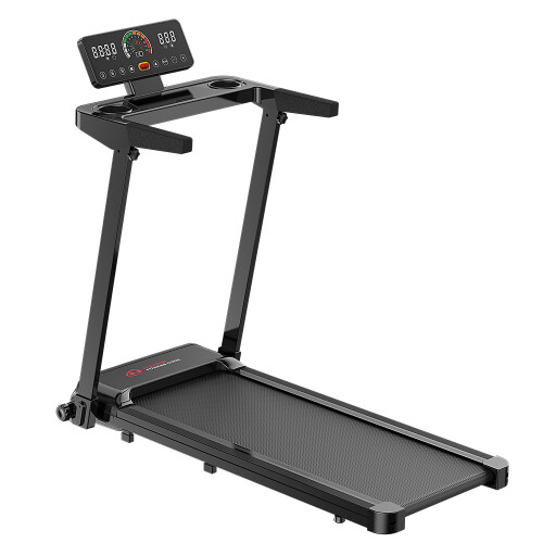 Foldable Q8 Treadmill Black with Handrail 1