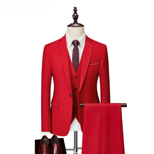 （S）Men's 3 Pieces Wedding Blazer Vests Pants Set