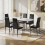 Extendable Dining Table, 120-160 cm Large Kitchen Table for 4-8 People, Modern Marbel Effect Large Table 3