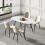 Extendable Dining Table, 120-160 cm Large Kitchen Table for 4-8 People, Modern Marbel Effect Large Table 6