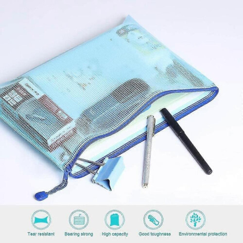 Document Pocket A5. 10 Pieces A5 File Pockets with Zipper. Mesh Plastic Zip 1