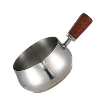 Dishwasher Safe Sauce Cups Stainless Steel With Wooden Handle Large Silver For Espresso And Milk Warming