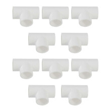 20mm Pvc Tee 3 Way Water Pipe Tube Adapter Connectors White 10 Pcs