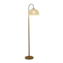 French Floor Lamp, Rattan Cover, Bedside Standing Table Lamp For Bedroom, Home Office, Reading Room, Homestay Style
