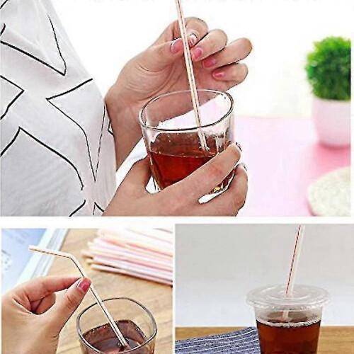 (1000pcs)1000 Pcs Flexible Plastic Straws Striped Multi Colored Disposable Straw-h 2