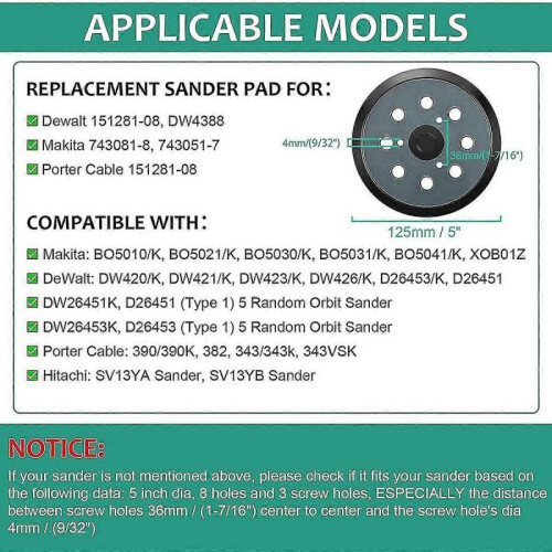 2pcs Replacement Sander Base Pads Round Hook And Loop Backing Pad Orbital Sander Replacement Pad 12 2