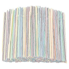 (1000pcs)1000 Pcs Flexible Plastic Straws Striped Multi Colored Disposable Straw-h