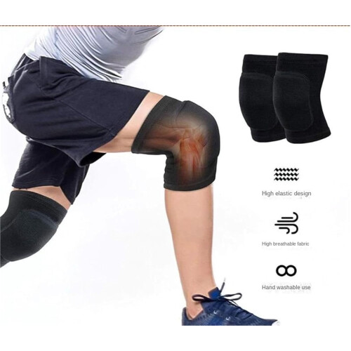 Knee Pads A Pair Soft Breathable Elastic Knee Support Size M Black-White Edge 2