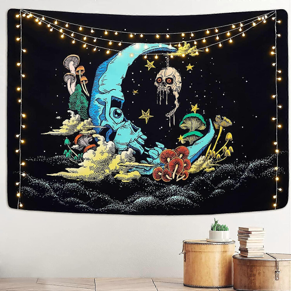 Kikidex (As Show, One Size) Wekity Tapestry Mushroom Art Tapestry Sun Moon Tapestry Skull Tapestry Boho Yoga Meditation Wall Hanging Tapestry For Bedroom Livi