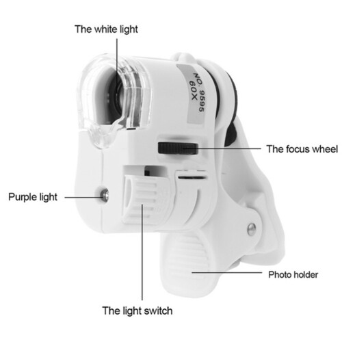 Tragbare LED-Lupe 60x Handyclip HD-Mikroskop 1