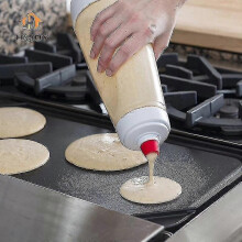 1065ml Pancake Batter Mixer Bottle Hand Waffles Crepes Dispenser with Blenderball Wire Whisk