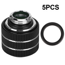 (Black) 5Pcs Water Cooling Connector B14MM G1/4 Silver Black Red Blue Seal