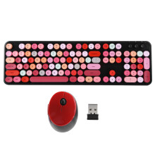 (SWEET Lipstick Mixed Color) Punk Wireless Keyboard Mouse Set Retro Gaming Accessories