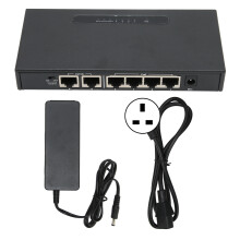 (US Plug) 6 Port PoE Switch 250m Distance Intelligent Detection Metal