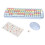 (Pale Blue Mixed Color) Wireless Keyboard Mouse Combo 2.4G Smart Power Saving Long Range 1