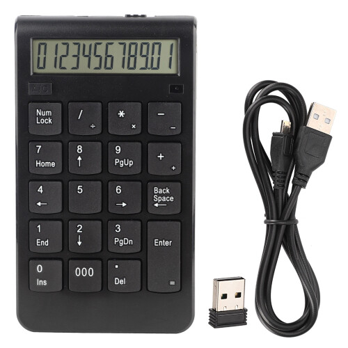 (Black) Portable Wireless Numeric Keypad USB Mini Digital Keyboard Black