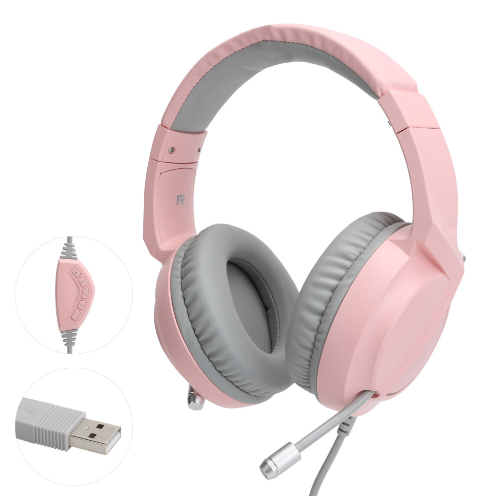 (Pink) AJAZZ Headphones Wired Over-Ear Gaming Noise Cancelling RGB Pink-image-OPC-PKVBGKZ-NEW