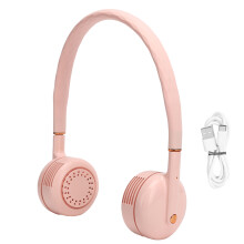 USB Rechargeable Neck Fan Adjustable Outdoor Travel Cooling Fan Pink