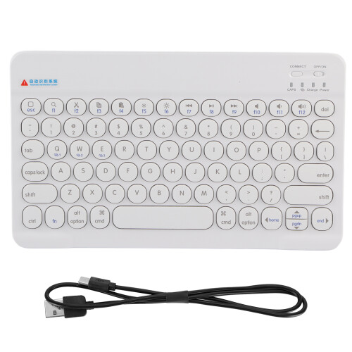 (White) Wireless Bluetooth Keyboard Ultra Thin Retro Punk White