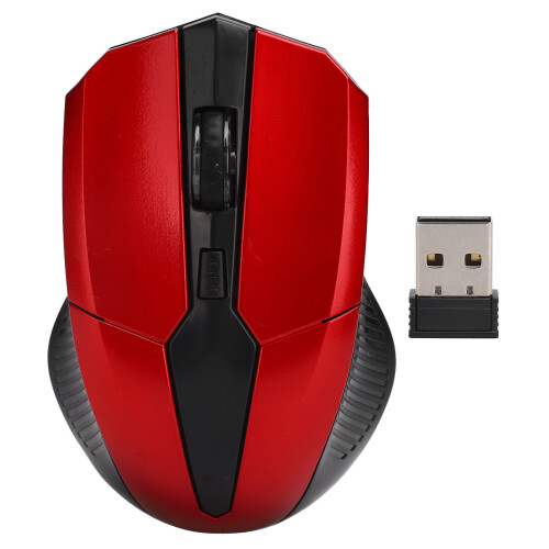 (Red) Wireless Mouse 2.4GHz 4 Keys Optical USB