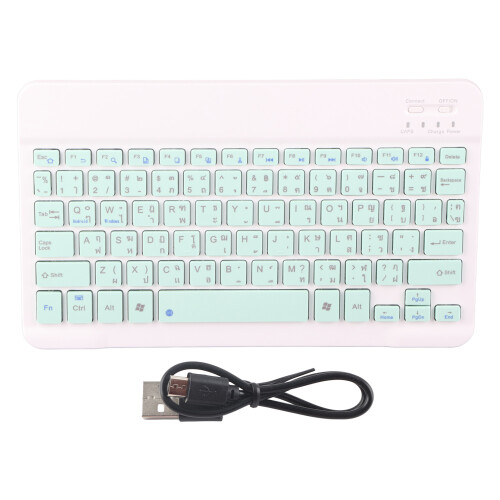 (Light Green Thai) Wireless Bluetooth Keyboard Keycaps Typewriter 10in Light Green