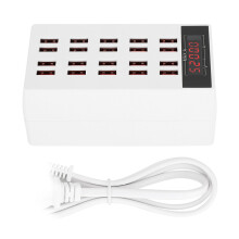 (White【UK】) 20-Port USB-Ladestation 100W Intelligent Tablet/Phone Weiß