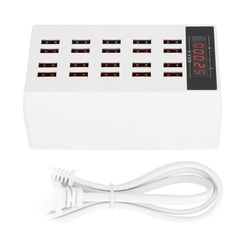 (White【EU】) 20-Port USB-Ladestation 100W Intelligent Tablet/Phone Weiß