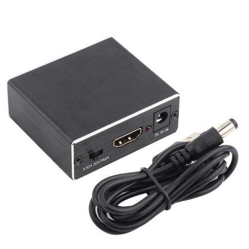 (Black) Digitaler optischer HDMI-Audio-Splitter Aluminium 4K