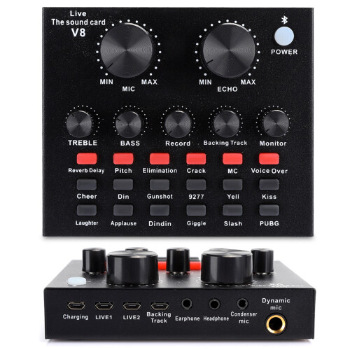 v8 ABS Black Bluetooth Volume Control Sound Card for Phone Computer 2