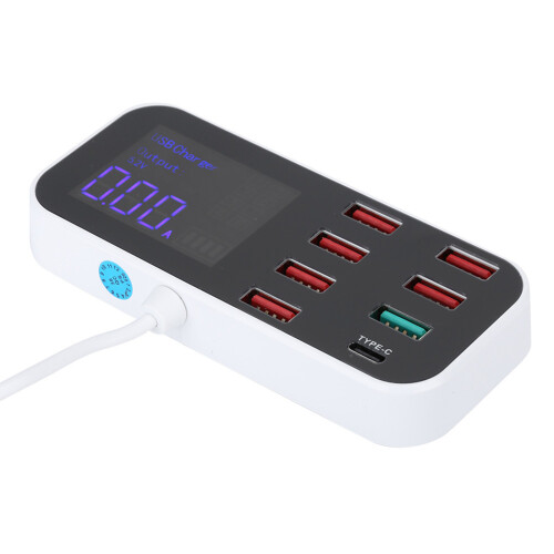 8-Port USB Schnellladestation mit Digitalanzeige 2