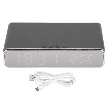 Kabelloses Ladegerät USB LED-Tischuhr Thermometer für Xiaomi Silber