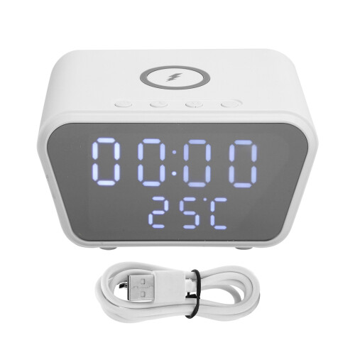 (Black) Drahtloses Ladegerät mit Wecker, Smart Digital Desktop, Temp