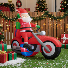 6FT/1.8M Santa on Motorcycle Christmas Inflatable Model Decoration with LED Lights