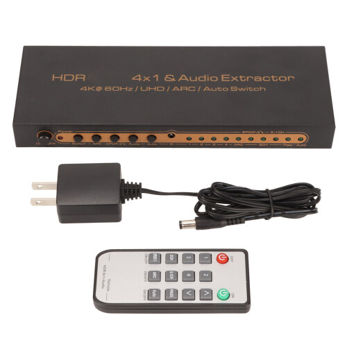 (EU Plug) HDR HD Multimedia Switcher 4K 60Hz UHD ARC Auto Switch 4x1 Splitter