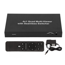 (4 in 1 Out Splitter US Plug) HD-Multimedia-Splitter 4-in-1 1080P mit Fernbedienung EU