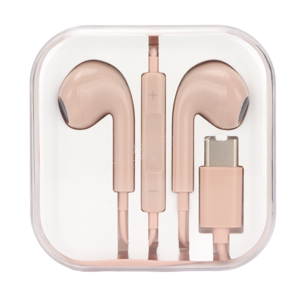 (Pink) Type C Headphones Noise Canceling Wired Mic For Xiaomi Huawei Pink 609610583523