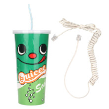 (Red) HD Corded Telephone with Cartoon Cola Cup Design Green