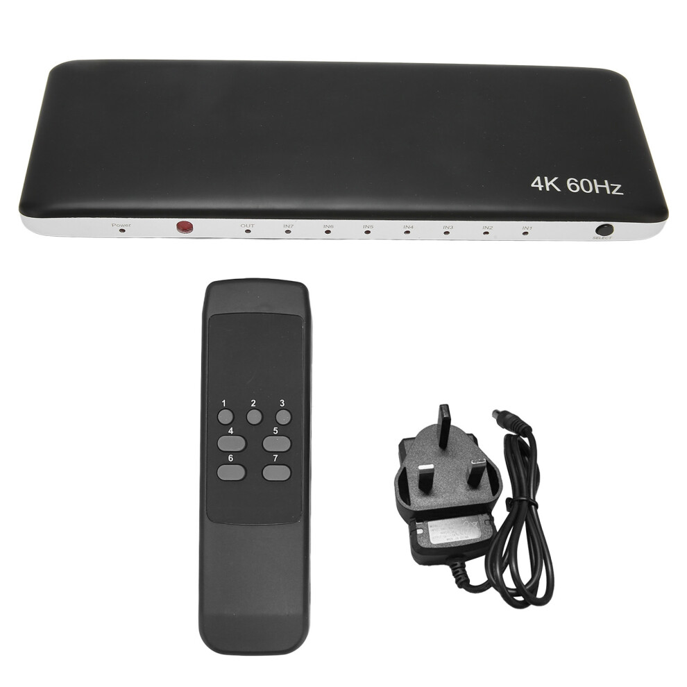 (Uk Plug) Hd 7In1 Video Switcher 4K 60Hz Hdcp 2.2 Uhd 3D Uk Plug 609610540557