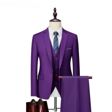 (S)Men's 3 Pieces Wedding Blazer Vests Pants Set