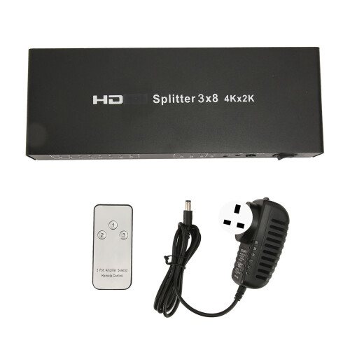 (UK Plug) HD-Multi-Interface-Splitter 3-in-8-out, 4Kx2K 60Hz