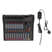 (US Plug) 8 Channel Sound Mixer Bluetooth 5.0 USB DJ Live Stage Mixer